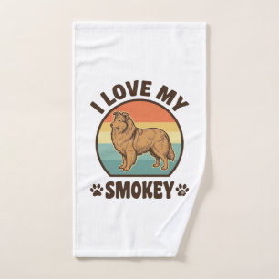 Smokey Sheltie Dog Vintage Sunset Shirt Design_1 Hand Towel