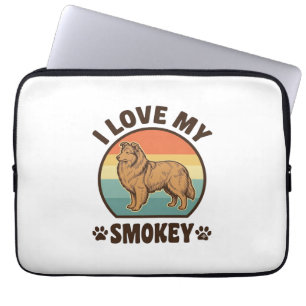 Smokey Sheltie Dog Vintage Sunset Shirt Design_1 Laptop Sleeve