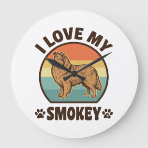 Smokey Sheltie Dog Vintage Sunset Shirt Design_1 Large Clock