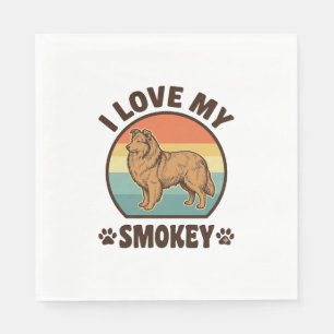 Smokey Sheltie Dog Vintage Sunset Shirt Design_1 Napkin