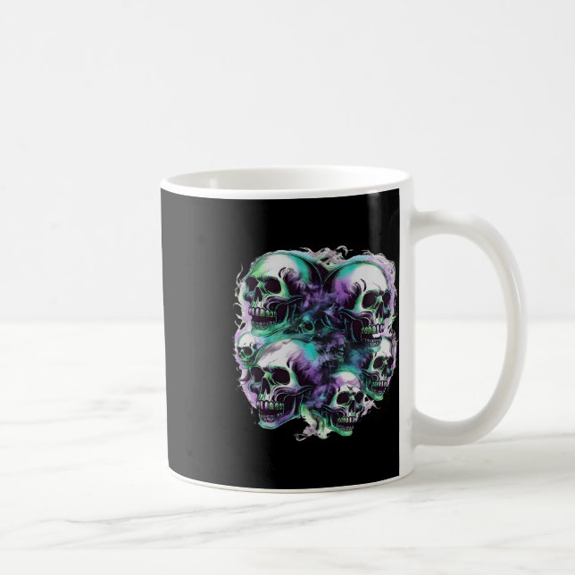Smokey Skulls Ghost Flying Halloween Fall Fun Tee  Coffee Mug (Right)