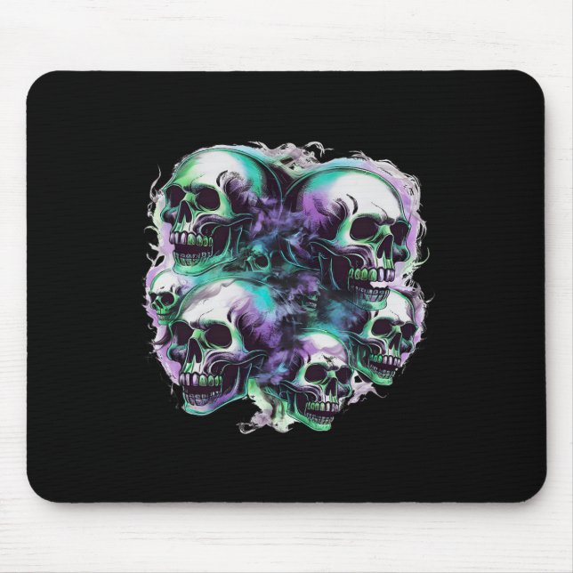 Smokey Skulls Ghost Flying Halloween Fall Fun Tee  Mouse Mat (Front)