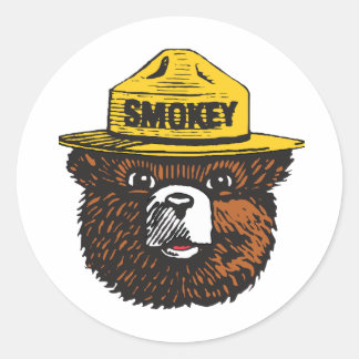 Smokey stickeer for campers and hikers classic round sticker