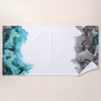 Smokey teal and gray Beach Towel