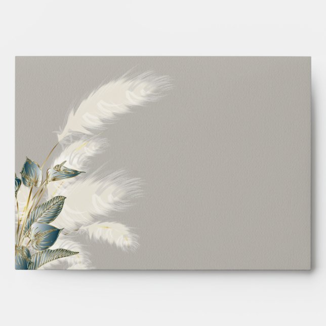 Smokey Teal  Anthurium Pampas Grass Envelope (Front)