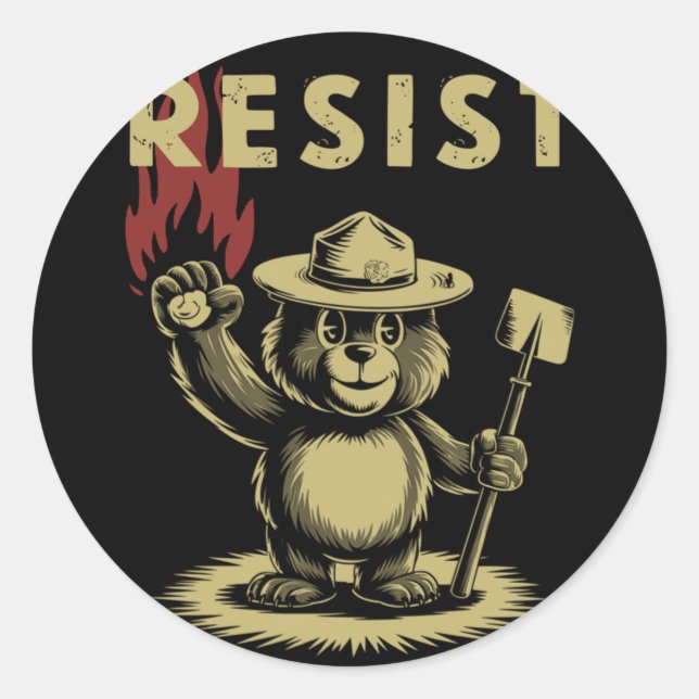 Smokey The Resist Bear Costume Sticker  (Front)