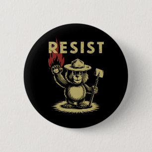 Smokey The Resist Bear Costume Sticker  6 Cm Round Badge