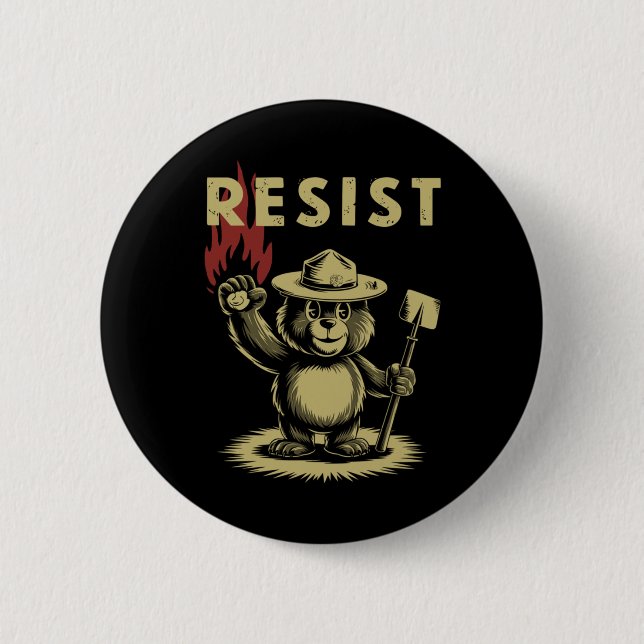 Smokey The Resist Bear Costume Sticker  6 Cm Round Badge (Front)