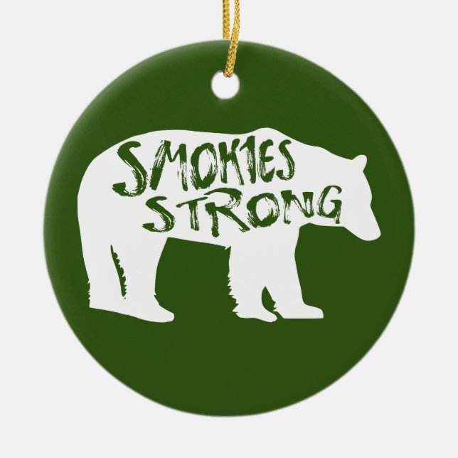 Smokies Strong Bear Ceramic Tree Decoration (Front)