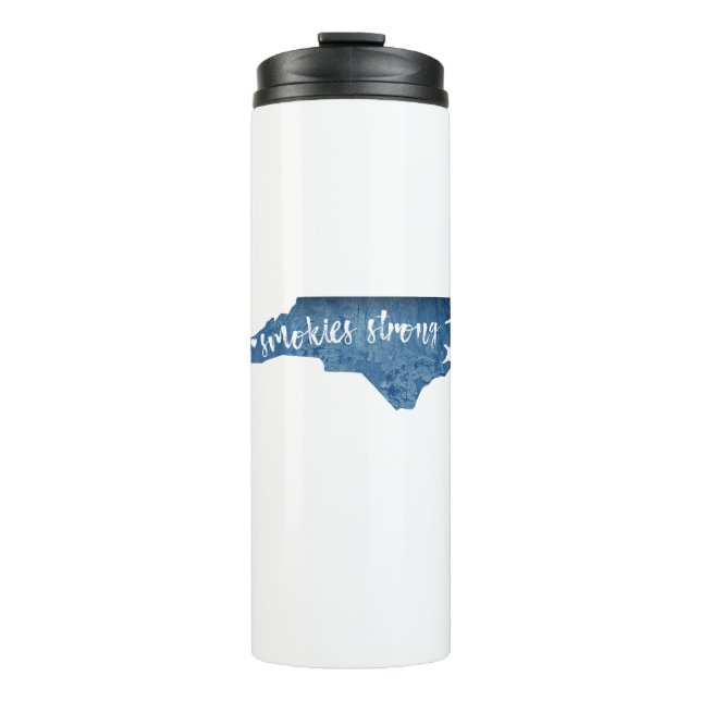Smokies Strong North Carolina Wood Grain Thermal Tumbler (Front)