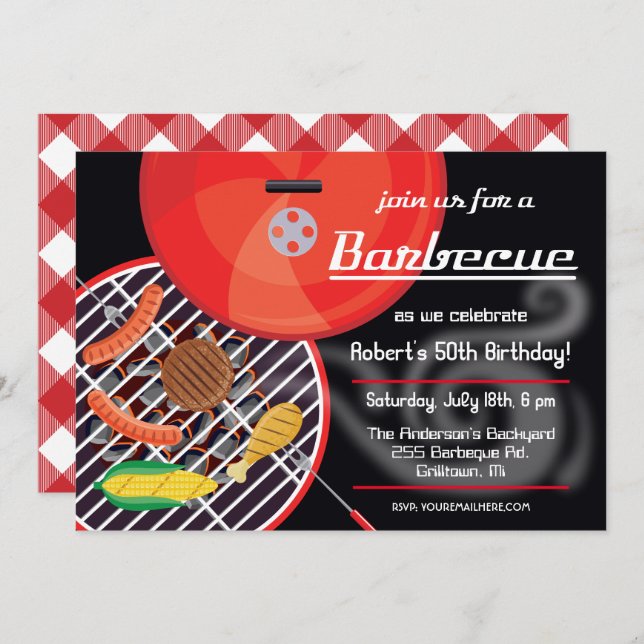 Smokin BBQ Grill Party Invitation (Front/Back)