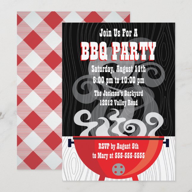 Smokin BBQ Party Invitation (Front/Back)