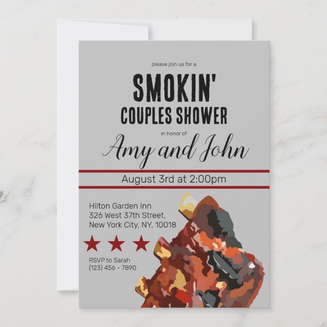 Smokin' BBQ Shower Invitation (Front)
