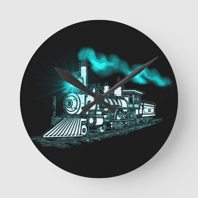 Smokin Green Train Round Clock (Front)