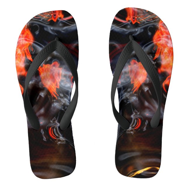 Smokin' Hot Flames and Smoke Flip Flops (Footbed)