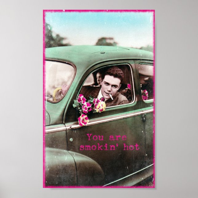 Smokin' Hot Retro Vintage Digital Art Poster (Front)