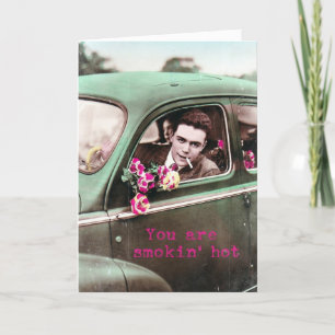 Smokin' Hot Retro Vintage Digital Art, Valentine Holiday Card