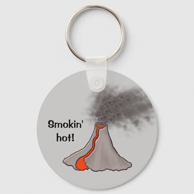 Smokin' Hot Volcano Design Key Ring (Front)