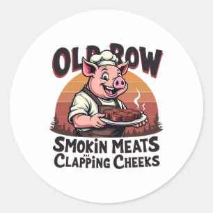 Smokin Meats And Clapping Cheeks Funny Bbq  Classic Round Sticker