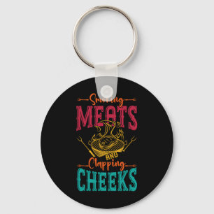 Smokin' Meats And Clapping Cheeks Funny Bbq Meat S Key Ring