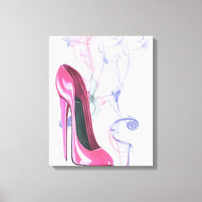 Smokin' Pink Stiletto Shoe Wrapped Canvas (Front)