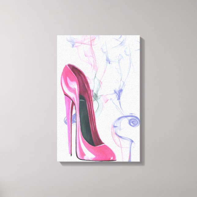 Smokin' Pink Stiletto Shoe Wrapped Canvas (Front)
