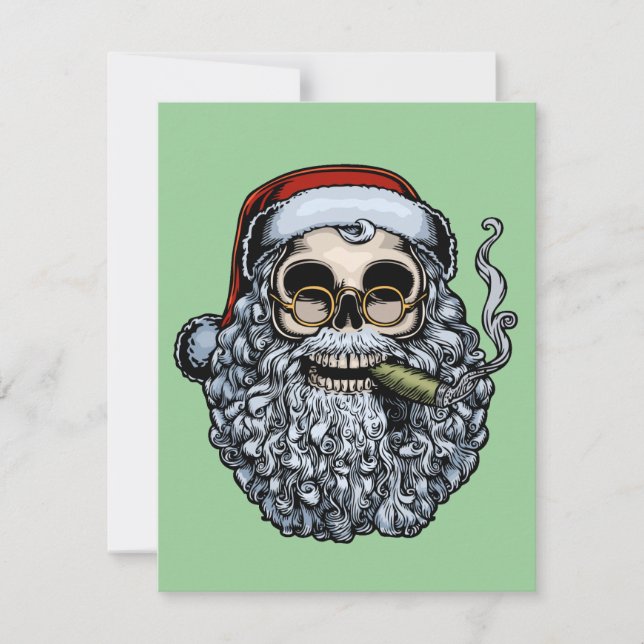 Smokin' Santa Skull Holiday Card (Front)