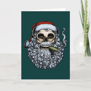 Smokin' Santa Skull Holiday Card