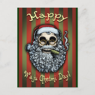 Smokin' Santa Skull Holiday Postcard
