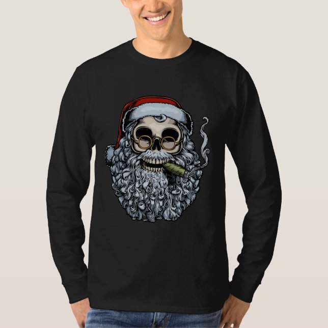 Smokin' Santa Skull T-Shirt (Front)
