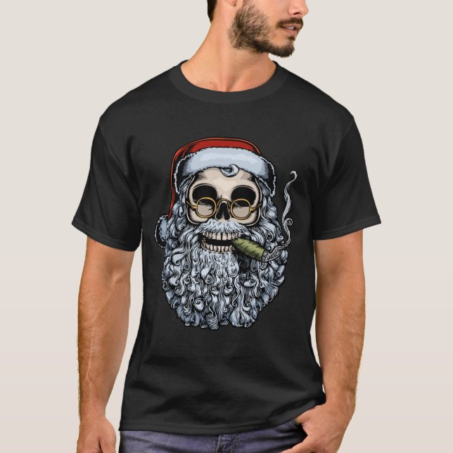 Smokin' Santa Skull T-Shirt (Front)