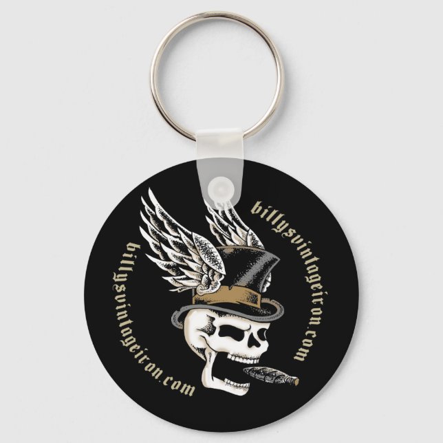 Smokin' Skull Wings Key Ring (Front)