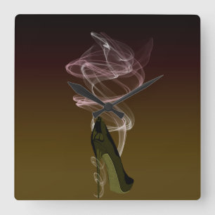 Smokin' Stiletto High Heel Art Square Wall Clock