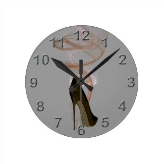 Smokin Stiletto Shoe Art Round Clock