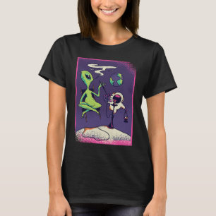 Smoking Alien Hookah UFO Martian Spaceship Space T-Shirt