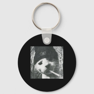 Smoking Cat Beanie Meme Grunge Aesthetic Funny T-s Key Ring