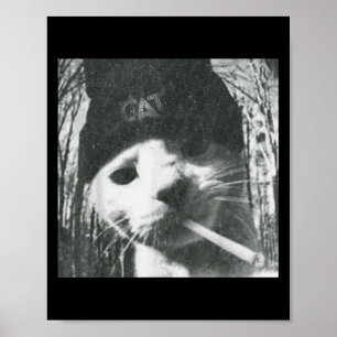 Smoking Cat Beanie Meme Grunge Aesthetic Funny T-s Poster