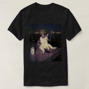 Smoking Cat Meme Brainrot Design T-Shirt