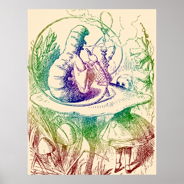 Smoking Caterpillar Alice in Wonderland Poster (Front)