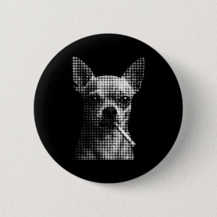 Smoking cigarette funny chihuahua dog lover meme 6 cm round badge