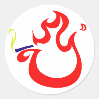 Smoking Fire Classic Round Sticker