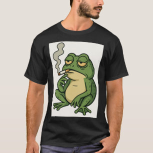 Smoking Frog Cartoon T-Shirt Funny Chill Frog Art