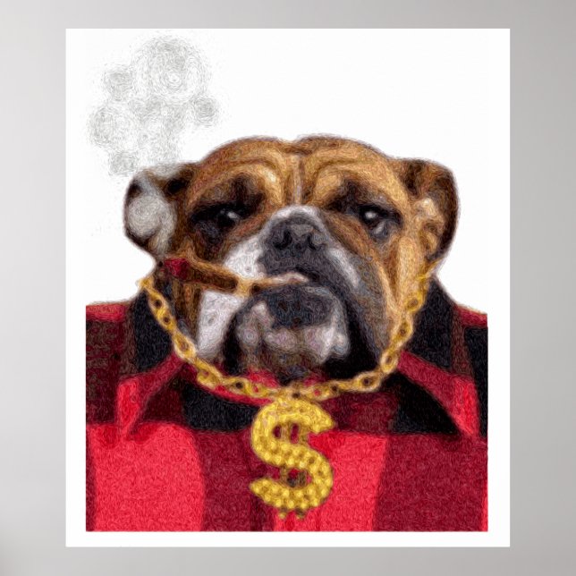 Smoking Gangsta Bulldog Poster (Front)