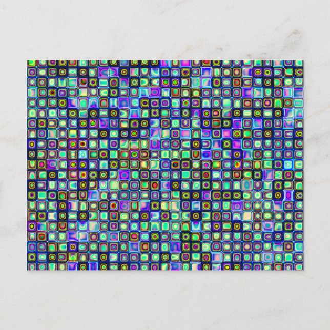Smoking Green Funky Retro Mosaic Tiles Pattern Postcard (Front)