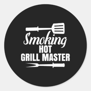 Smoking Hot Grill Master Bbq King Queen Of The Gri Classic Round Sticker