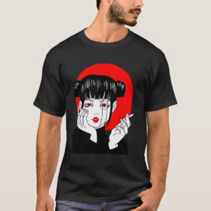 Smoking Japanese Babe Anime Geisha Manga Nipponese T-Shirt