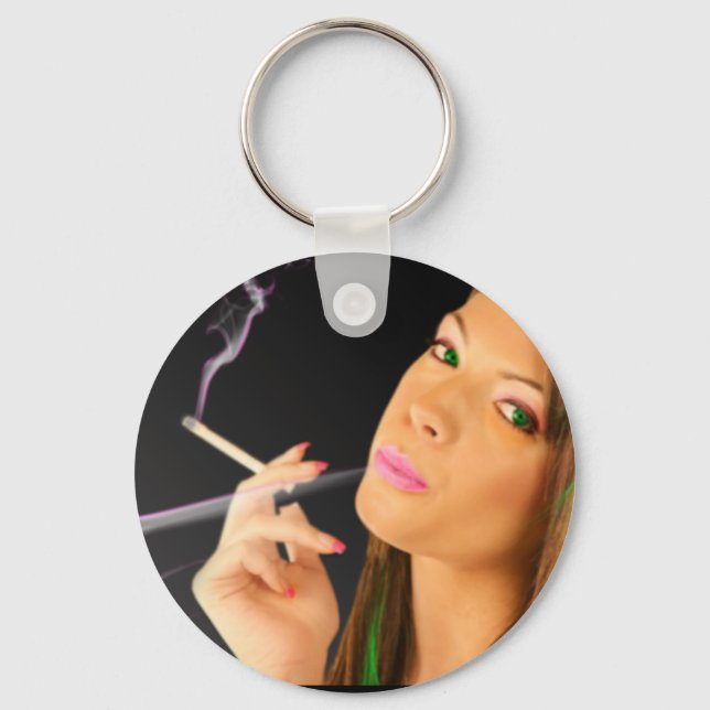 Smoking Lady - Neon Effects Key Ring (Front)
