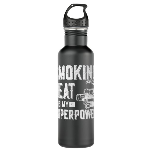 Smoking Meat Is My Superpower Meat Lover Grill BBQ 710 Ml Water Bottle (Front)