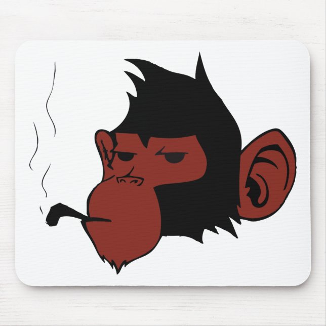 Smoking Monkey Mouse Mat (Front)