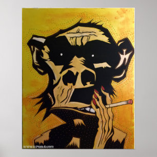 Smoking Monkey Poster by NJPunks